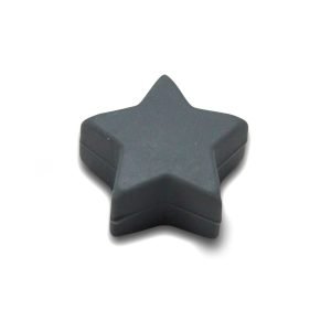 Силіконова бусинка, бусина для прорізувача зубів – Міні зірочка Сіра темна