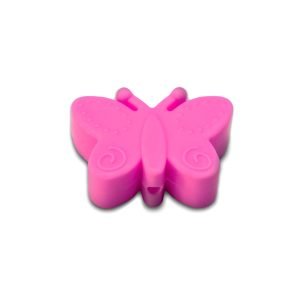 Силіконова бусинка, бусина для прорізувача зубів – Метелик Рожевий