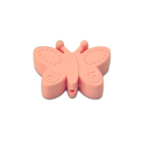 Силиконовая бусинка, бусина для прорезывателя зубов - Бабочка Розовый кварц — изображение 1