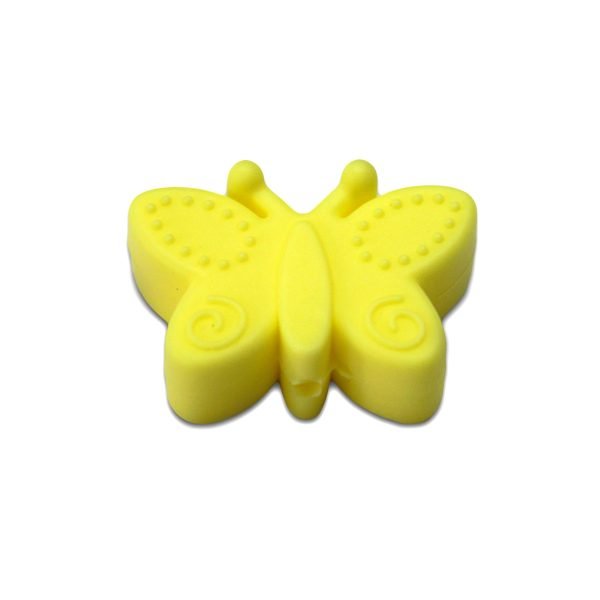 Силиконовая бусинка, бусина для прорезывателя зубов - Бабочка Кремовая — изображение 1