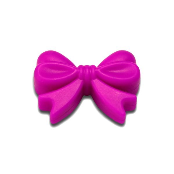 Силіконова бусинка, бусина для прорізувача зубів - Бантик Малиновий - Зображення 1