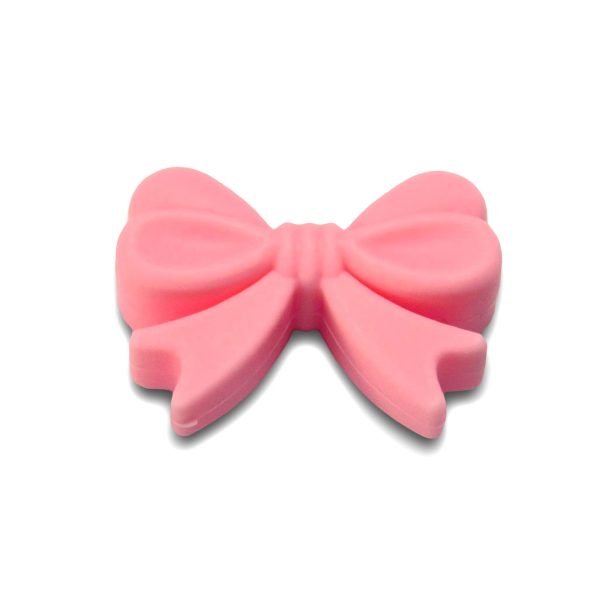Силіконова бусинка, бусина для прорізувача зубів - Бантик Рожевий кварц - Зображення 1