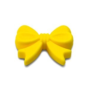 Силіконова бусинка, бусина для прорізувача зубів – Бантик Жовтий