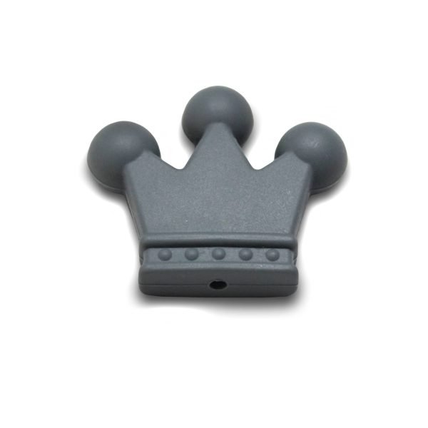 Силіконова бусинка, бусина для прорізувача зубів - Корона Сіра темна - Зображення 1