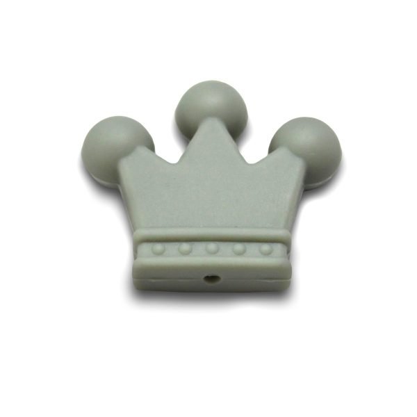 Силиконовая бусинка, бусина для прорезывателя зубов - Корона Серая светлая — изображение 1