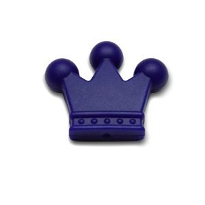 Силіконова бусинка, бусина для прорізувача зубів – Корона Темно синя