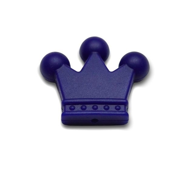 Силиконовая бусинка, бусина для прорезывателя зубов - Корона Темно синяя — изображение 1