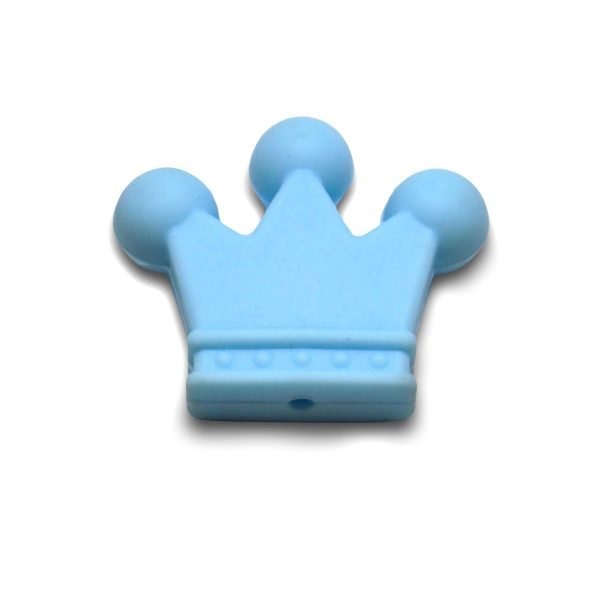 Силиконовая бусинка, бусина для прорезывателя зубов - Корона Голубая пастельная — изображение 1