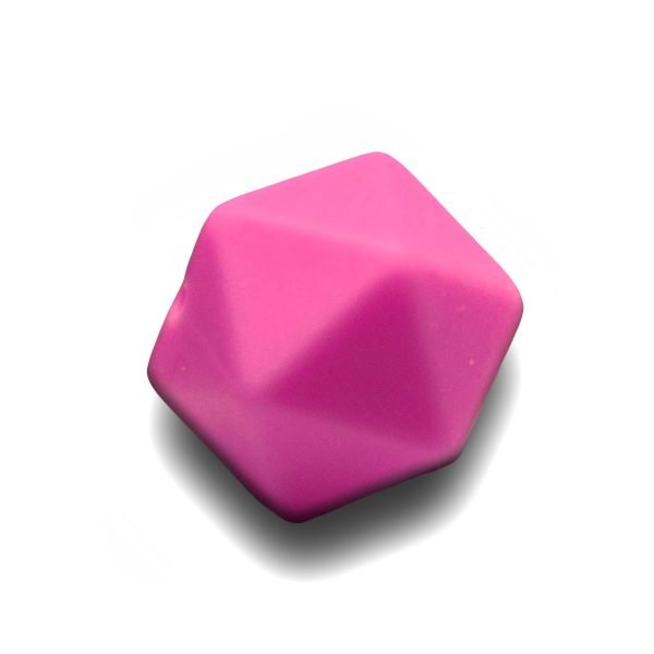 Силіконова бусинка, бусина для прорізувача зубів - Ікосаедр Рожевий - Зображення 1