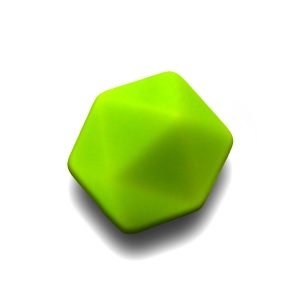 Силіконова бусинка, бусина для прорізувача зубів – Ікосаедр Зелений