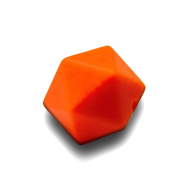 Силіконова бусинка, бусина для прорізувача зубів - Ікосаедр Помаранчевий - Зображення 1