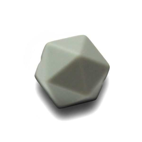 Силиконовая бусинка, бусина для прорезывателя зубов - Икосаэдр Серый светлый — изображение 1