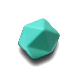 Силіконова бусинка, бусина для прорізувача зубів – Ікосаедр Бірюзовий