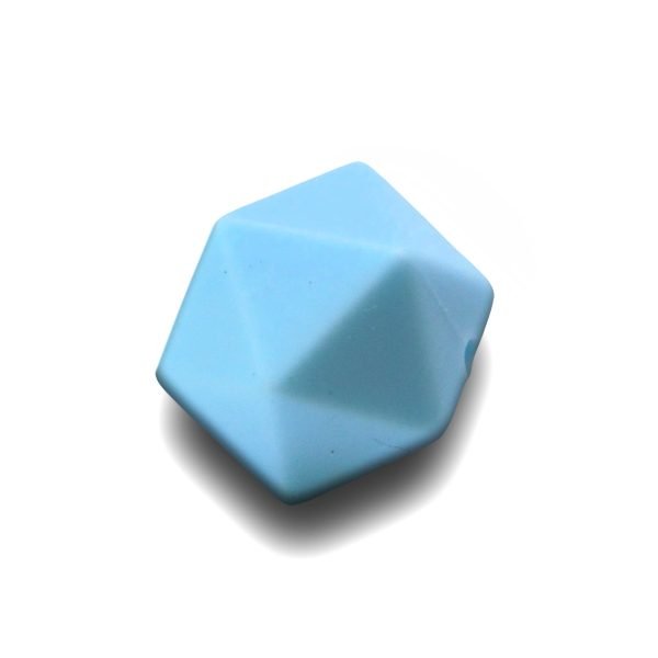 Силіконова бусинка, бусина для прорізувача зубів - Ікосаедр Блакитний пастельний - Зображення 1