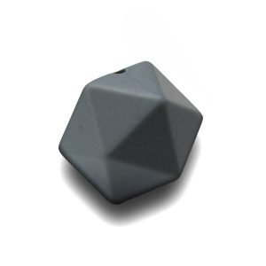 Силіконова бусинка, бусина для прорізувача зубів – Ікосаедр Сірий темний