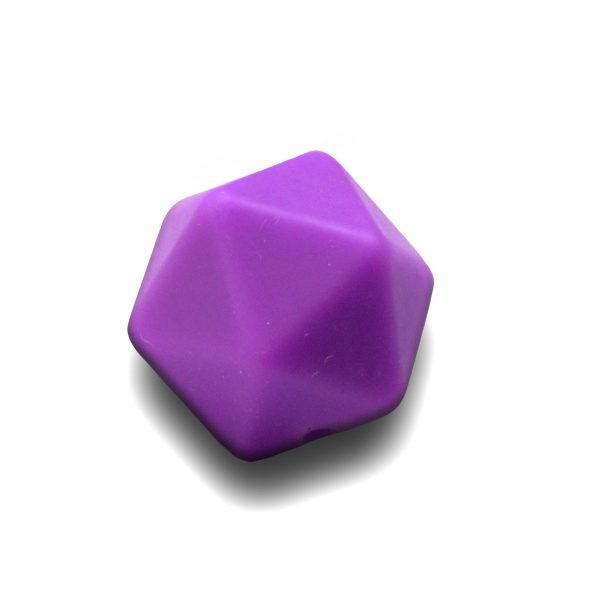 Силіконова бусинка, бусина для прорізувача зубів - Ікосаедр Фіолетовий - Зображення 1