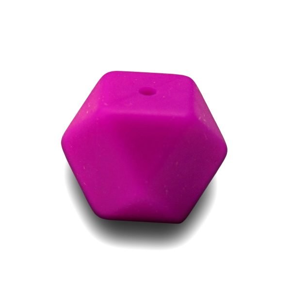 Силиконовая бусинка, бусина для прорезывателя зубов - Гексагон Малиновый — изображение 1