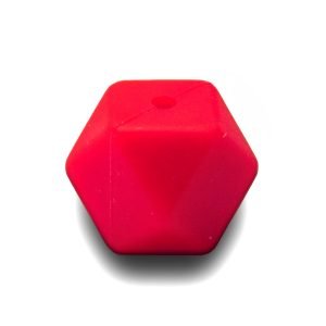 Силіконова бусинка, бусина для прорізувача зубів – Гексагон Червоний