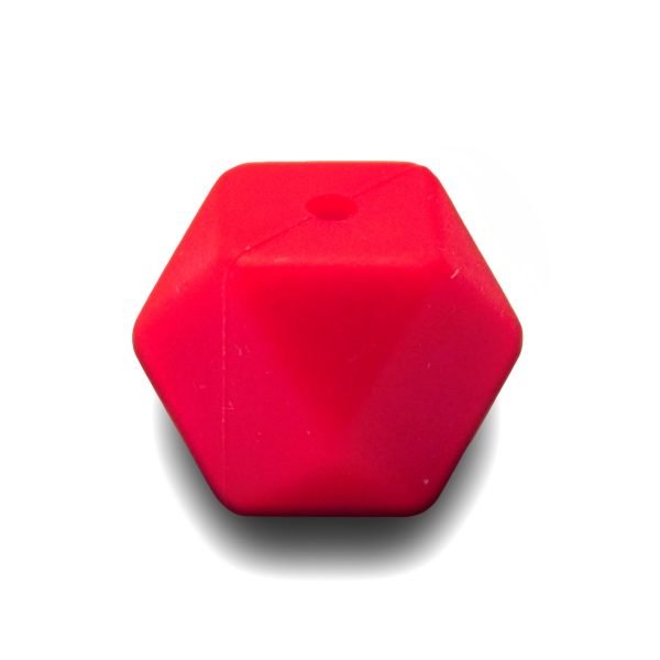 Силиконовая бусинка, бусина для прорезывателя зубов - Гексагон Красный — изображение 1