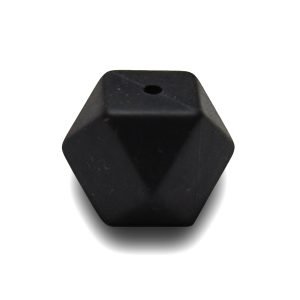Силіконова бусинка, бусина для прорізувача зубів – Гексагон Чорний