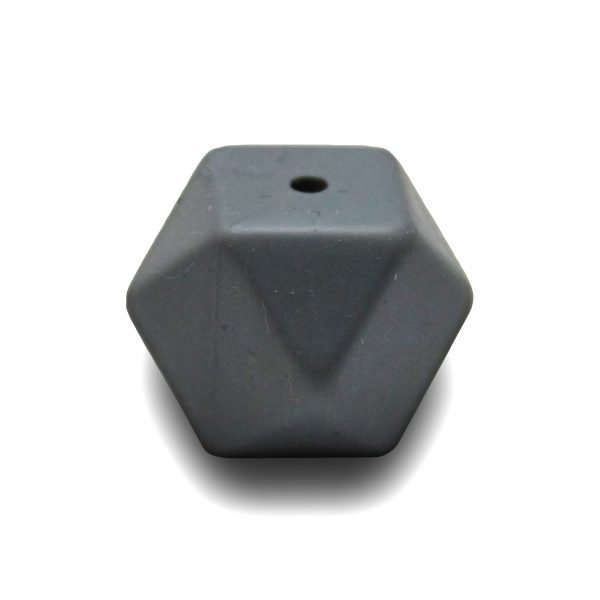 Силиконовая бусинка, бусина для прорезывателя зубов - Гексагон Серый темный — изображение 1