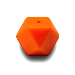 Силіконова бусинка, бусина для прорізувача зубів – Гексагон Помаранчевий
