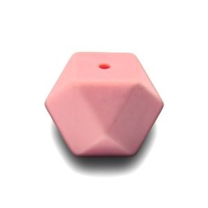Силіконова бусинка, бусина для прорізувача зубів – Гексагон Рожевий кварц