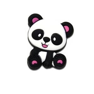 Силіконова бусинка, бусина для прорізувача зубів – Міні панда Рожева