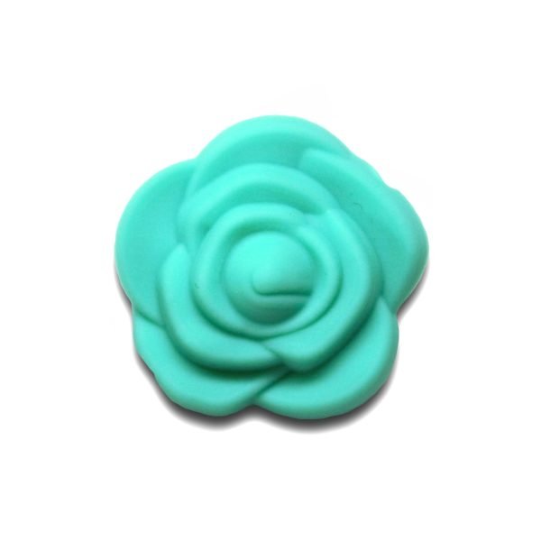 Силіконова бусинка, бусина для прорізувача зубів - Розочка мал. Бірюзова - Зображення 1