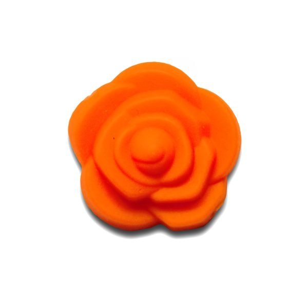 IMG_3198 Силиконовая бусинка, бусина для прорезывателя зубов - Розочка мал. Оранжевая — изображение 1