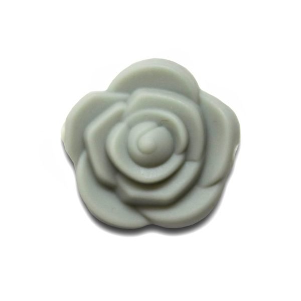 Силиконовая бусинка, бусина для прорезывателя зубов - Розочка мал. Серая светлая — изображение 1