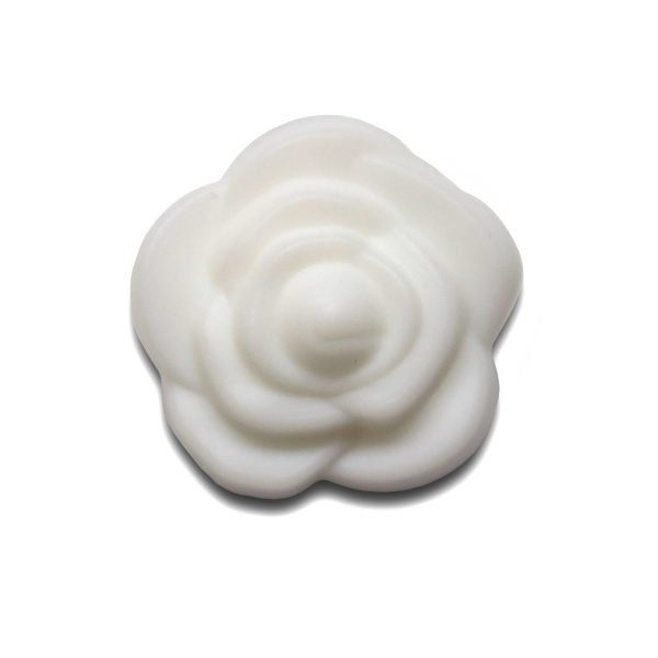 Силиконовая бусинка, бусина для прорезывателя зубов - Розочка мал. Белая — изображение 1