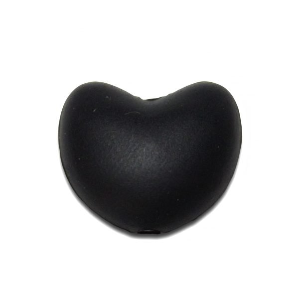 Силіконова бусинка, бусина для прорізувача зубів - Серце Чорне - Зображення 1