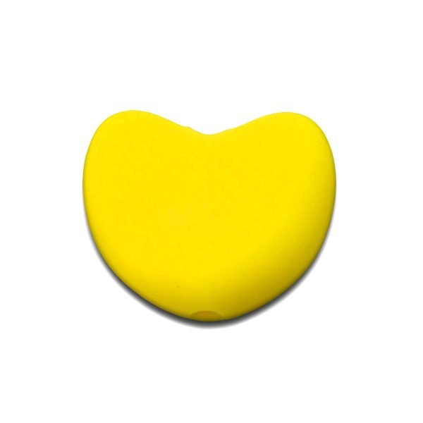 Силиконовая бусинка, бусина для прорезывателя зубов - Сердце Желтое — изображение 1