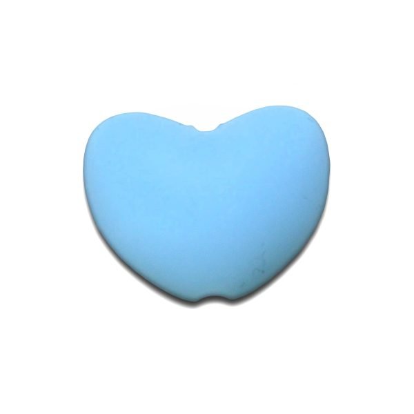 Силіконова бусинка, бусина для прорізувача зубів - Серце Блакитне пастельне - Зображення 1
