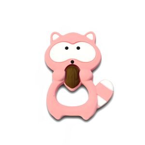 Силіконовий гризунець, прорізувач для зубів – Єнот Рожевий кварц