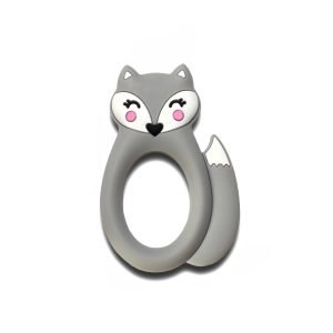 Силіконовий гризунець, прорізувач для зубів – Лисичка кільце Сіра світла