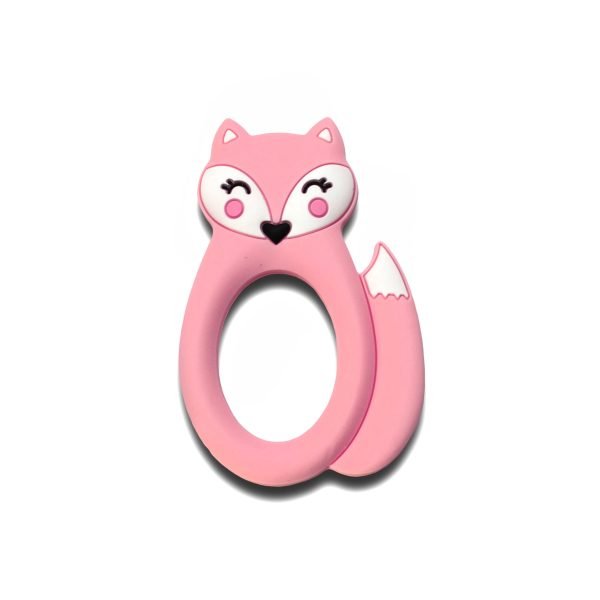 IMG_3443 Силиконовый грызунок, прорезыватель для зубов - Лисичка кольцо Розовый кварц — изображение 1