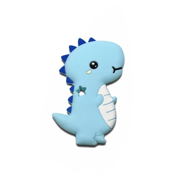 Силіконовий гризунець, прорізувач для зубів - Динозавр Блакитний пастельний - Зображення 1