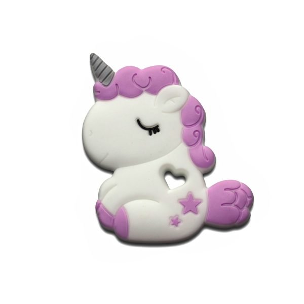 Силіконовий гризунець, прорізувач для зубів - Єдиноріг кучерявий Лаванда - Зображення 1