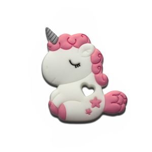 Силіконовий гризунець, прорізувач для зубів – Єдиноріг кучерявий Рожевий кварц