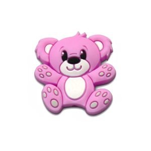 Силіконова бусинка, бусина для прорізувача зубів – Міні ведмедик Рожевий пастельний
