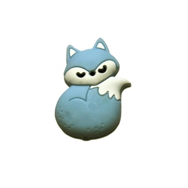 Силіконова бусинка, бусина для прорізувача зубів - Міні лисичка Бебі блю - Зображення 1