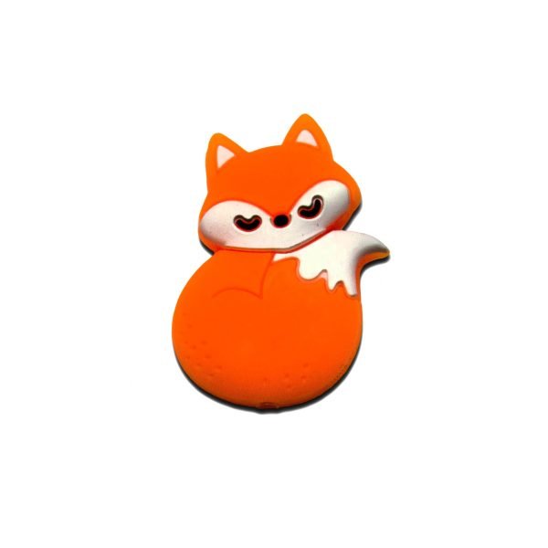 IMG_3593 Силіконова бусинка, бусина для прорізувача зубів - Міні лисичка Помаранчева - Зображення 1