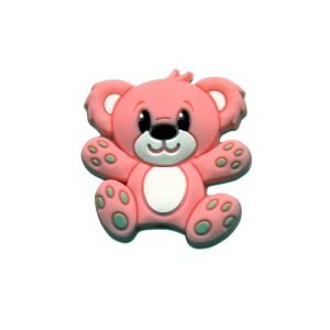 Силіконова бусинка, бусина для прорізувача зубів – Міні ведмедик Рожевий кварц