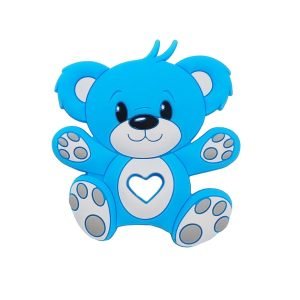 Силіконовий гризунець, прорізувач для зубів – Ведмедик плюшевий Блакитний