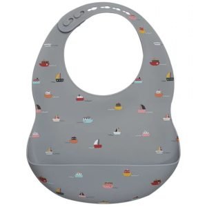 Силіконовий слюнявчик з кишенькою “Кораблик”