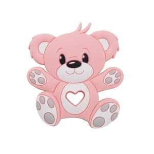 Силіконовий гризунець, прорізувач для зубів – Ведмедик плюшевий Рожевий кварц