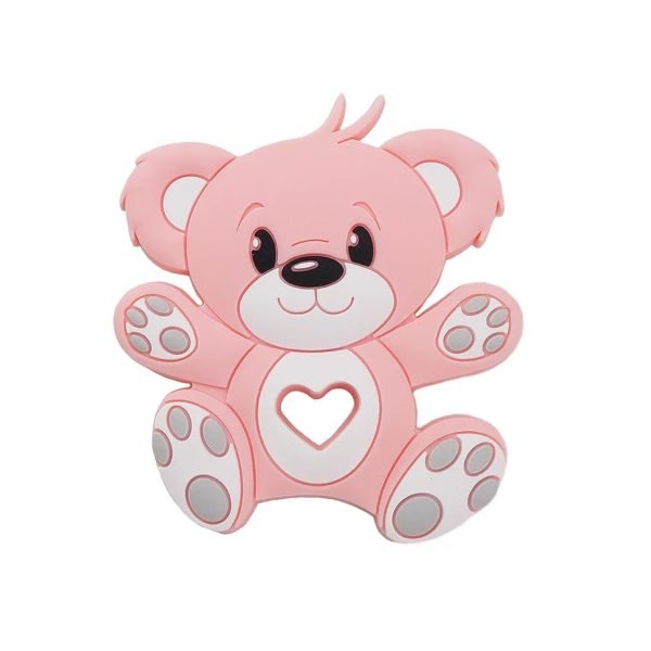 Силиконовый грызунок, прорезыватель для зубов - Мишка плюшевый Розовый кварц — изображение 1