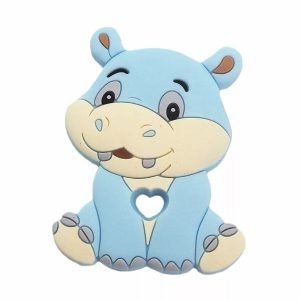 Силіконовий гризунець, прорізувач для зубів – Бегемот Бебі блю